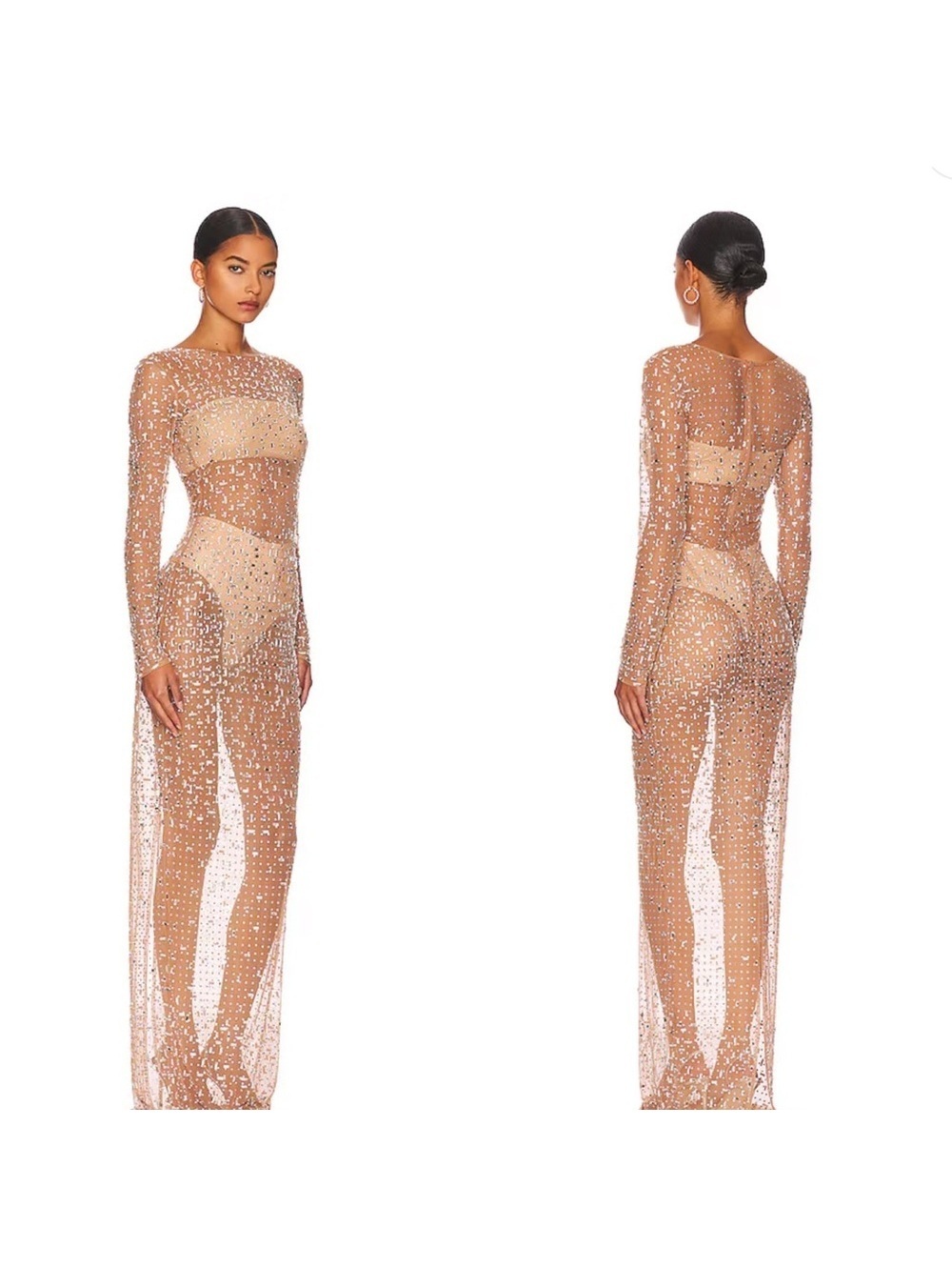 Retrofête VINCI SEQUIN DRESS silver nude Long sleeve dress